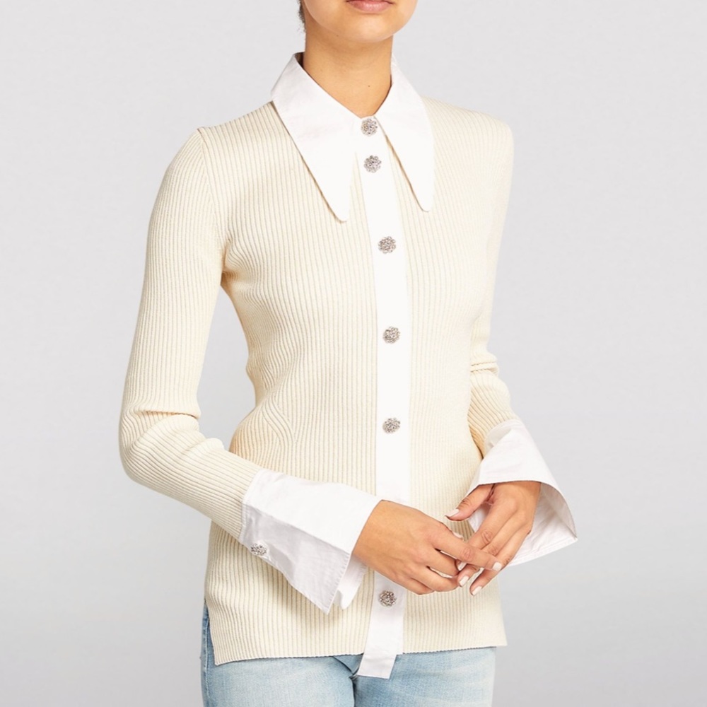 GANNI
Embellished-Button Sweater